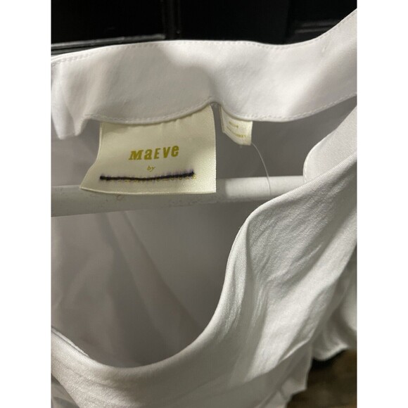 Maeve Anthropologie White Asymmetrical Neck Ruched Bodycon Dress Size Medium NWT - Picture 6 of 7